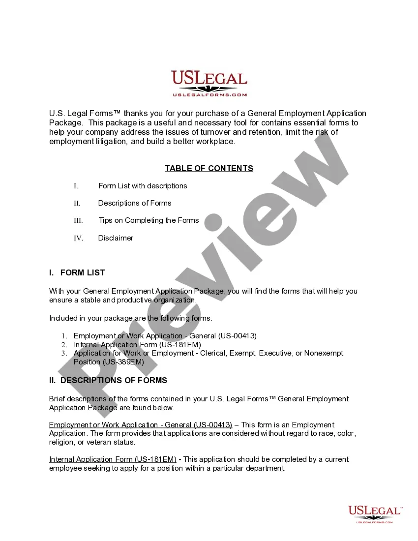 Get General Employment Application Package Preview General Employment Application Package
