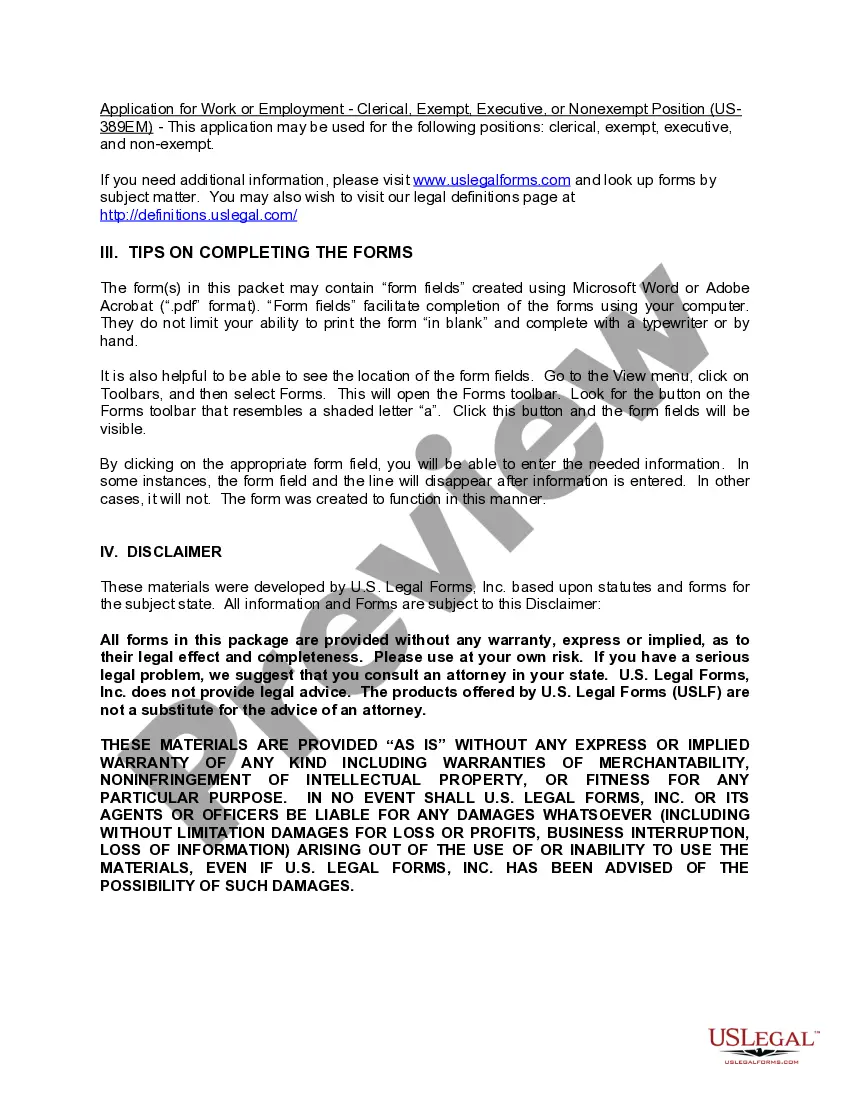 Get General Employment Application Package Preview General Employment Application Package