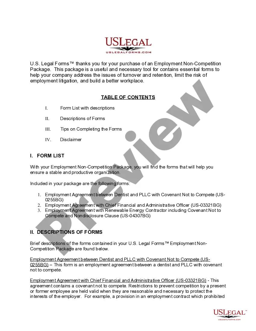 Get Employment Non-competition Package Preview Employment Non-competition Package