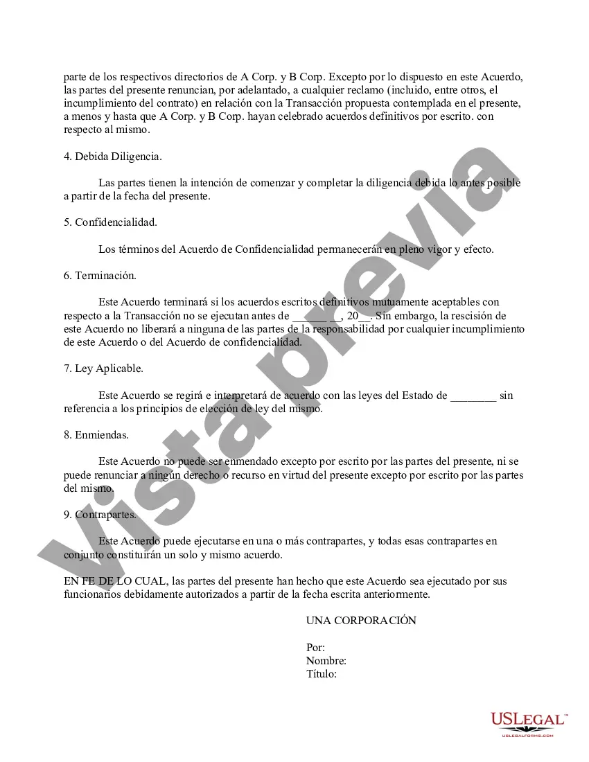 Preview Formulario de Carta de Intención para Transacciones de Joint Venture