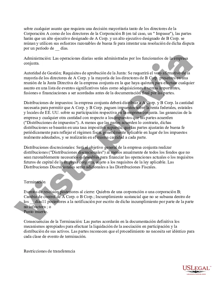 Preview Formulario de Carta de Intención para Transacciones de Joint Venture