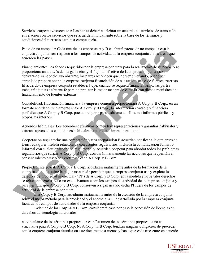 Preview Formulario de Carta de Intención para Transacciones de Joint Venture