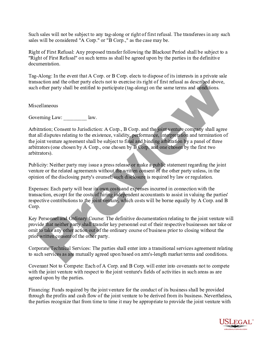 Form Of Letter Of Intent For Joint Venture Transactions - Letter Of ...