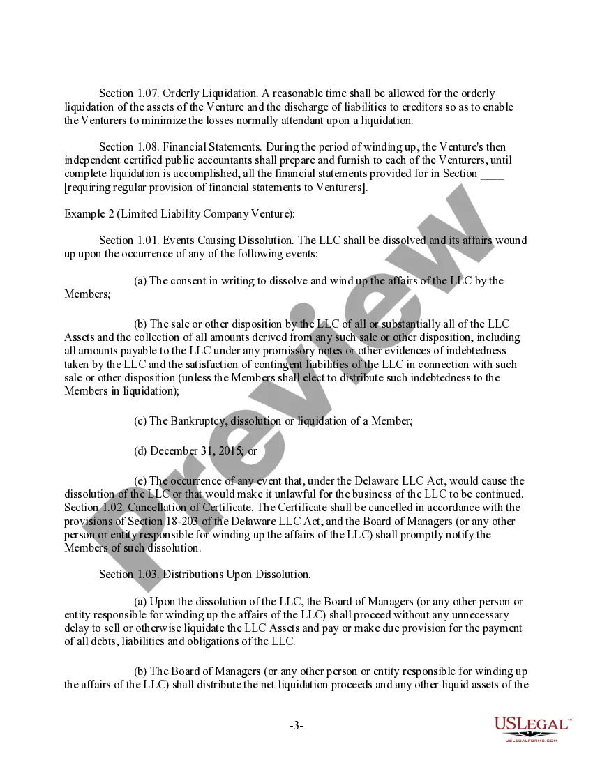 Get Clauses Relating to Termination and Liquidation of Venture Preview Clauses Relating to Termination and Liquidation of Venture