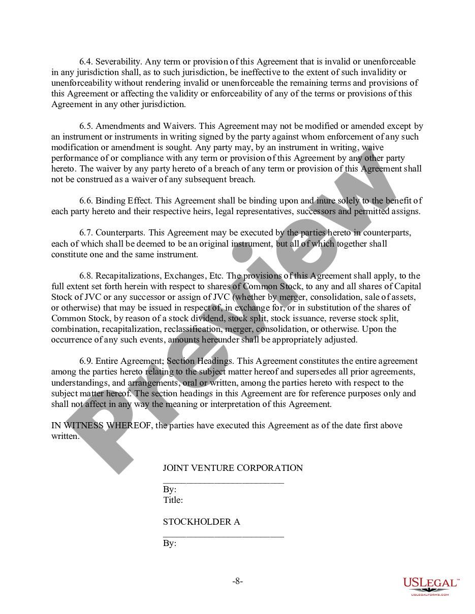 page 7 Sample Joint Venture Agreement - Corporate Joint Venture Form preview