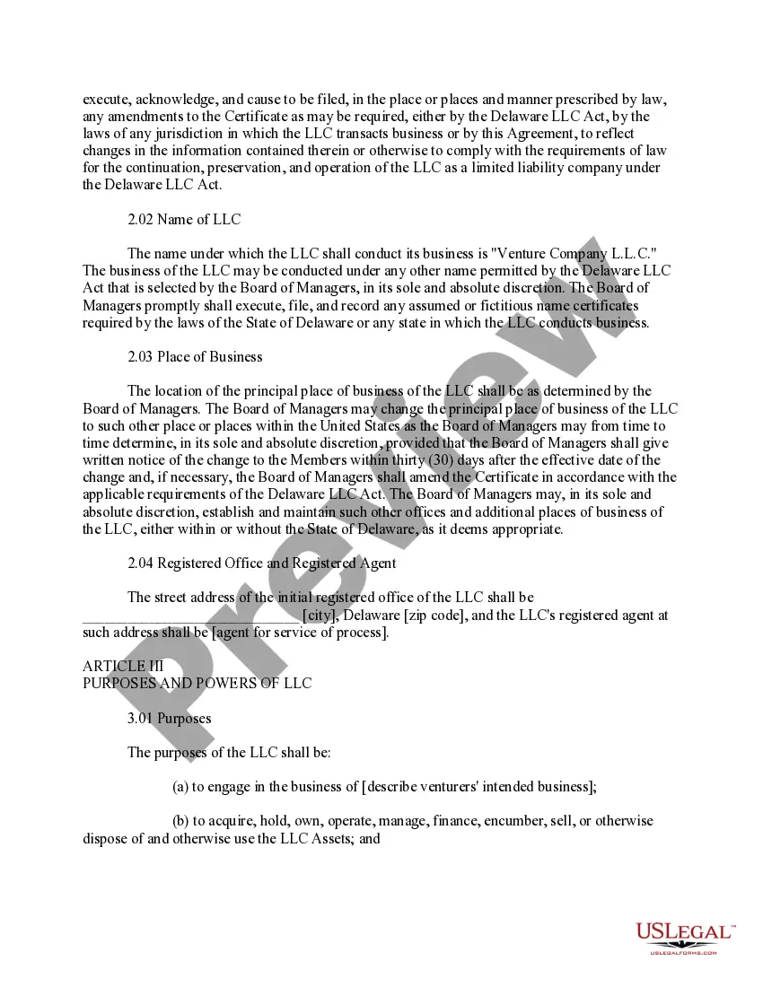 Get Sample Joint Venture Agreement - Limited Liability Company LLC Form Preview Sample Joint Venture Agreement - Limited Liability Company LLC Form