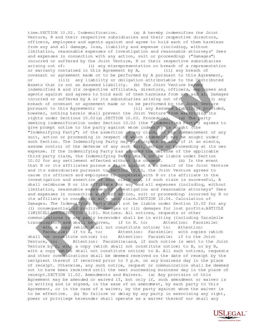 Preview Joint Venture Contribution Agreement