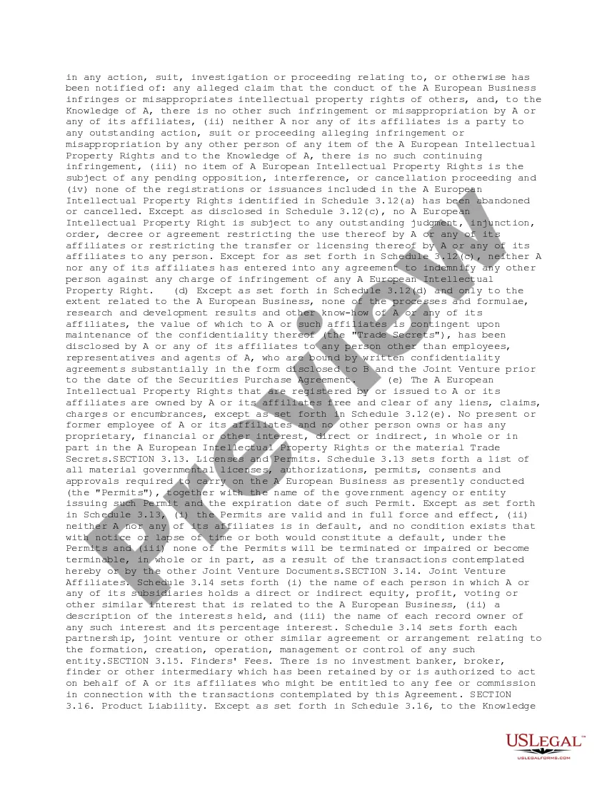 Preview Joint Venture Contribution Agreement