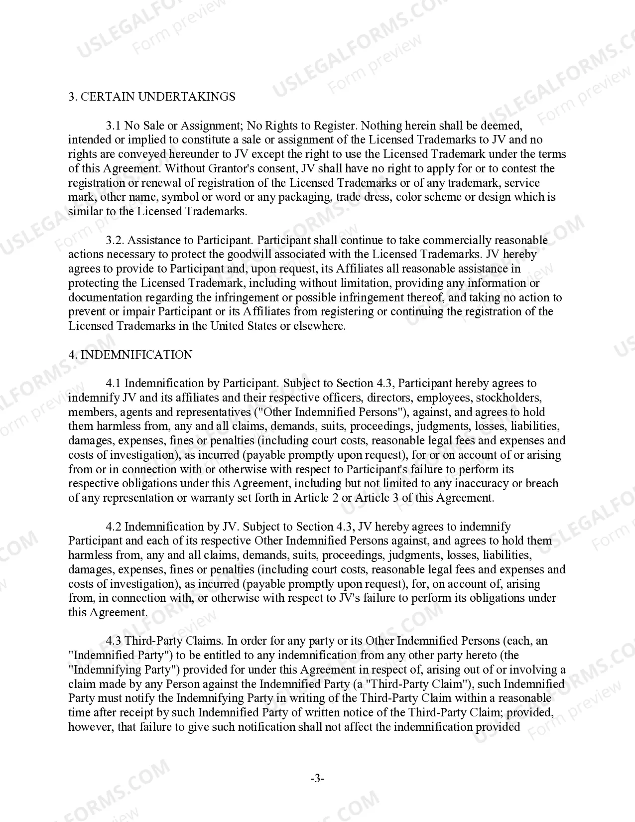 Preview Royalty Free Trademark License Agreement to license a joint venture participant's trademarks to the joint venture