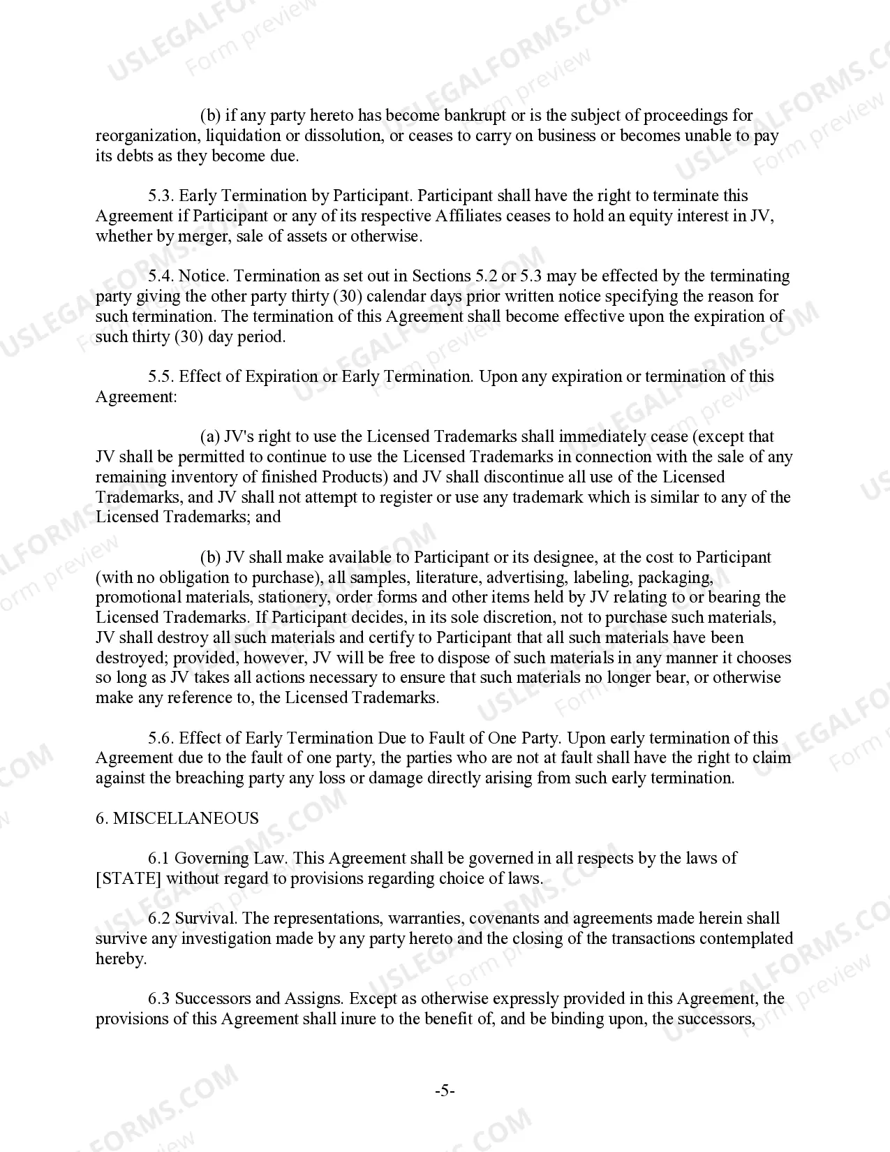 Preview Royalty Free Trademark License Agreement to license a joint venture participant's trademarks to the joint venture