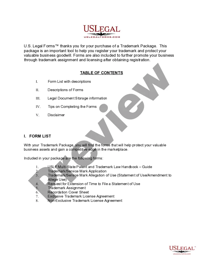 Get Trademark Package with Step by Step Instructions Preview Trademark Package with Step by Step Instructions