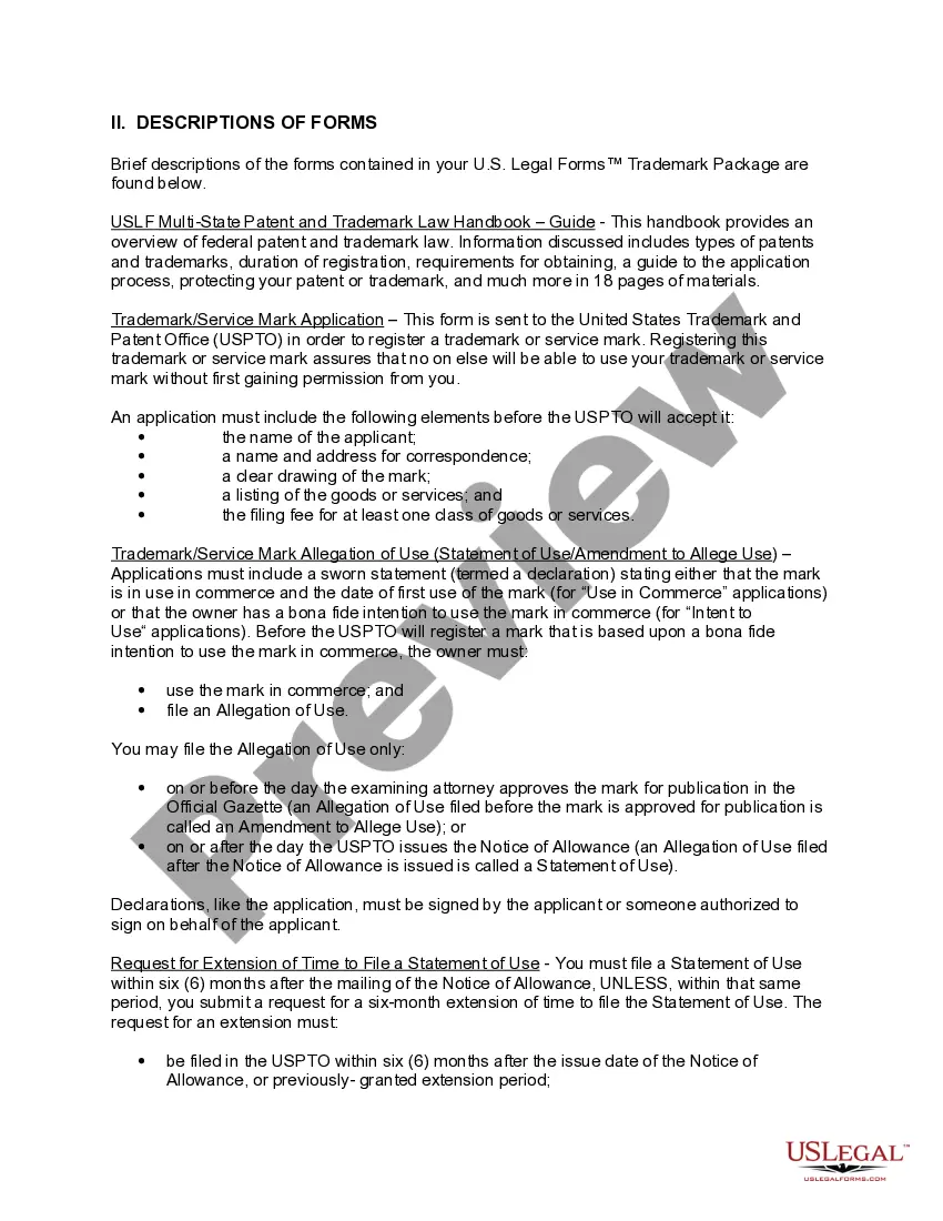 Get Trademark Package with Step by Step Instructions Preview Trademark Package with Step by Step Instructions