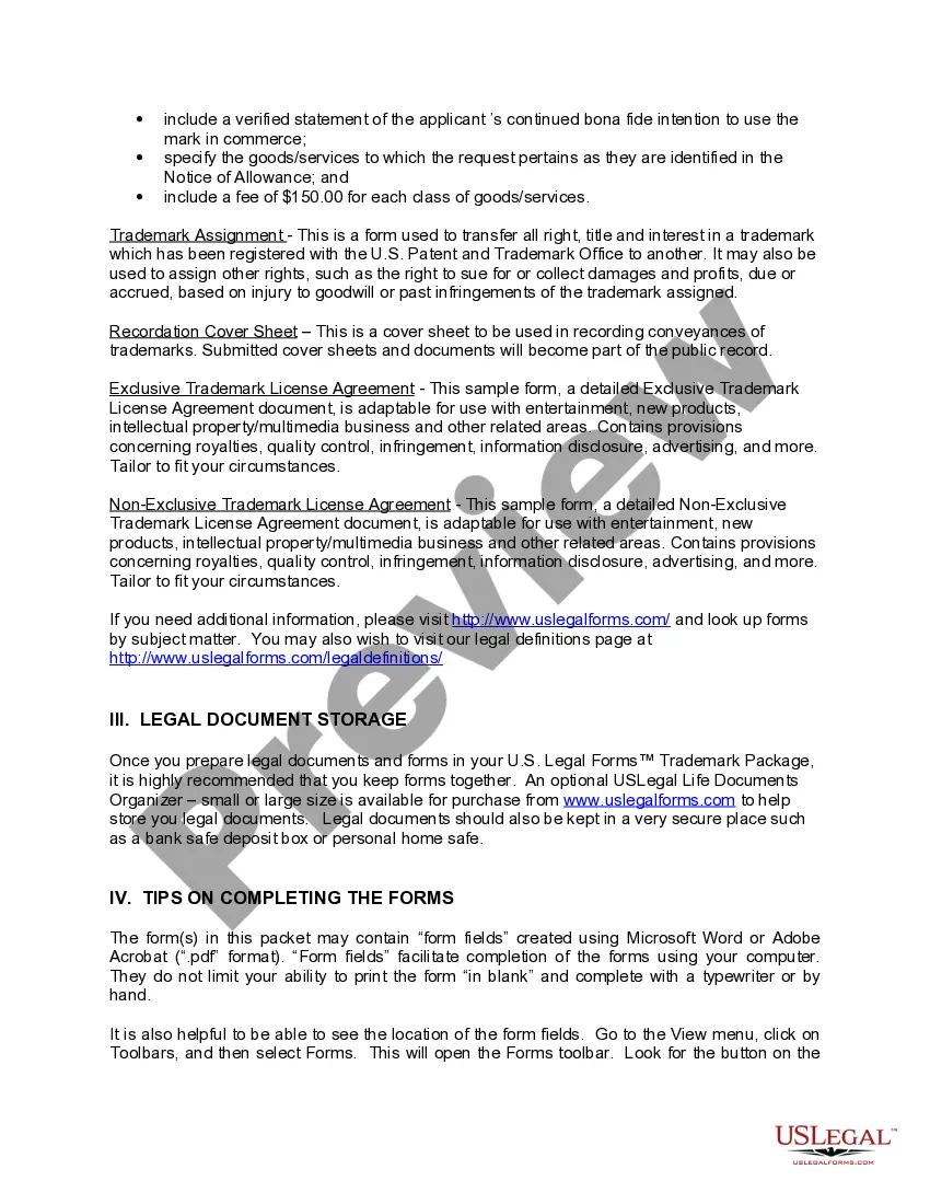 Get Trademark Package with Step by Step Instructions Preview Trademark Package with Step by Step Instructions