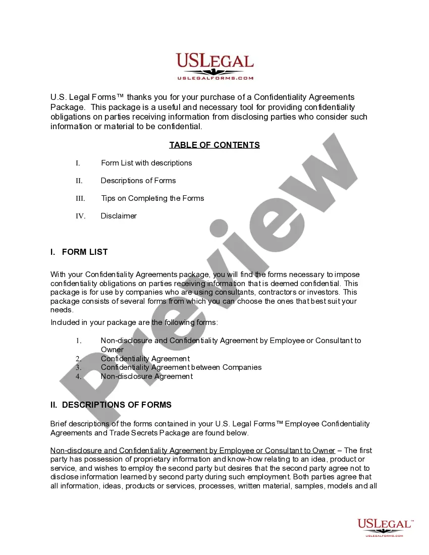 Get Confidentiality Agreements Package Preview Confidentiality Agreements Package