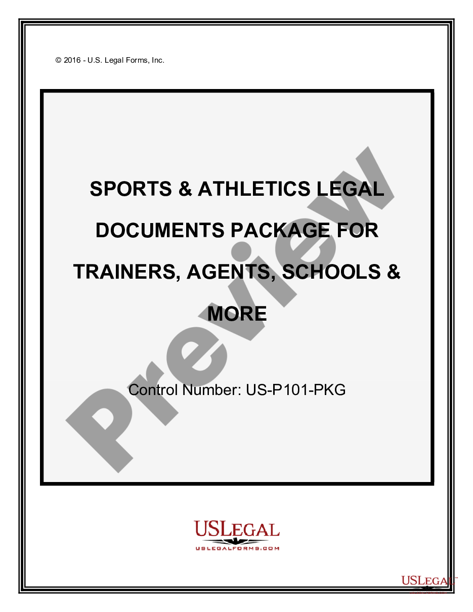 page 0 Sports & Athletics Legal Documents Package for Trainers or Training, Agents, Schools & more preview