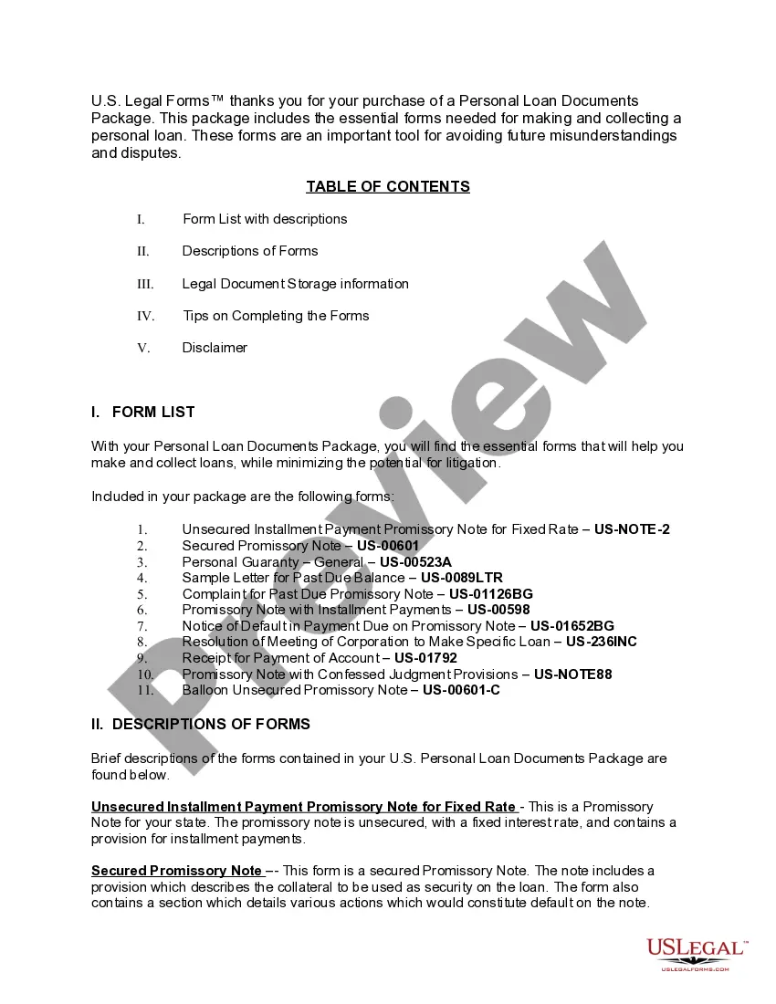 Get Personal Loan Agreement Document Package Preview Personal Loan Agreement Document Package