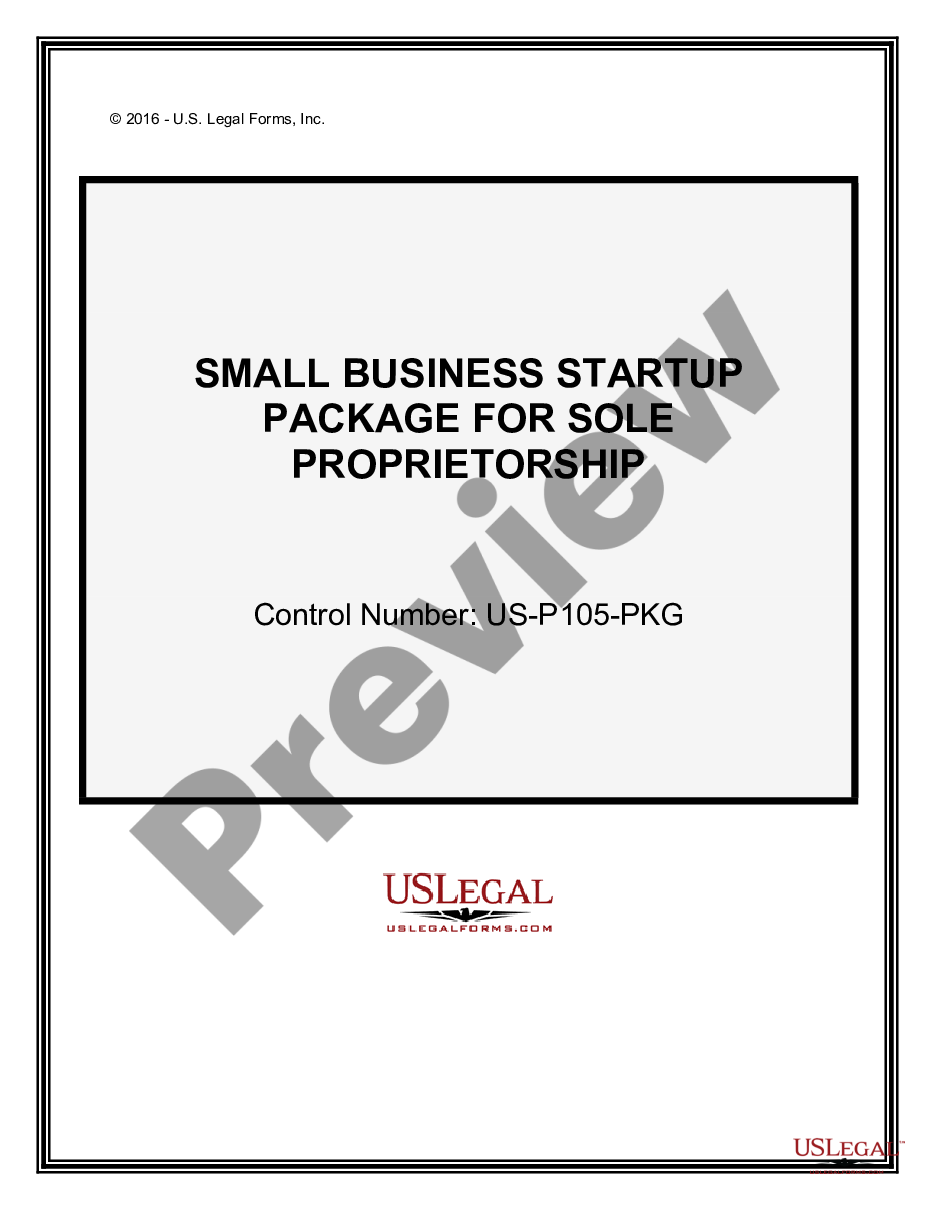 page 0 Small Business Startup Package for Sole Proprietorship preview