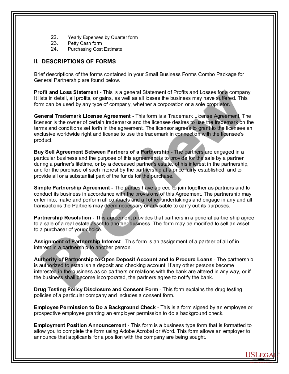 page 2 Small Business Startup Package for General Partnership preview