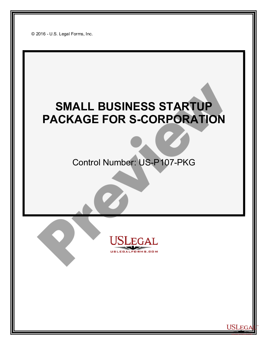 form Small Business Startup Package for S-Corporation preview