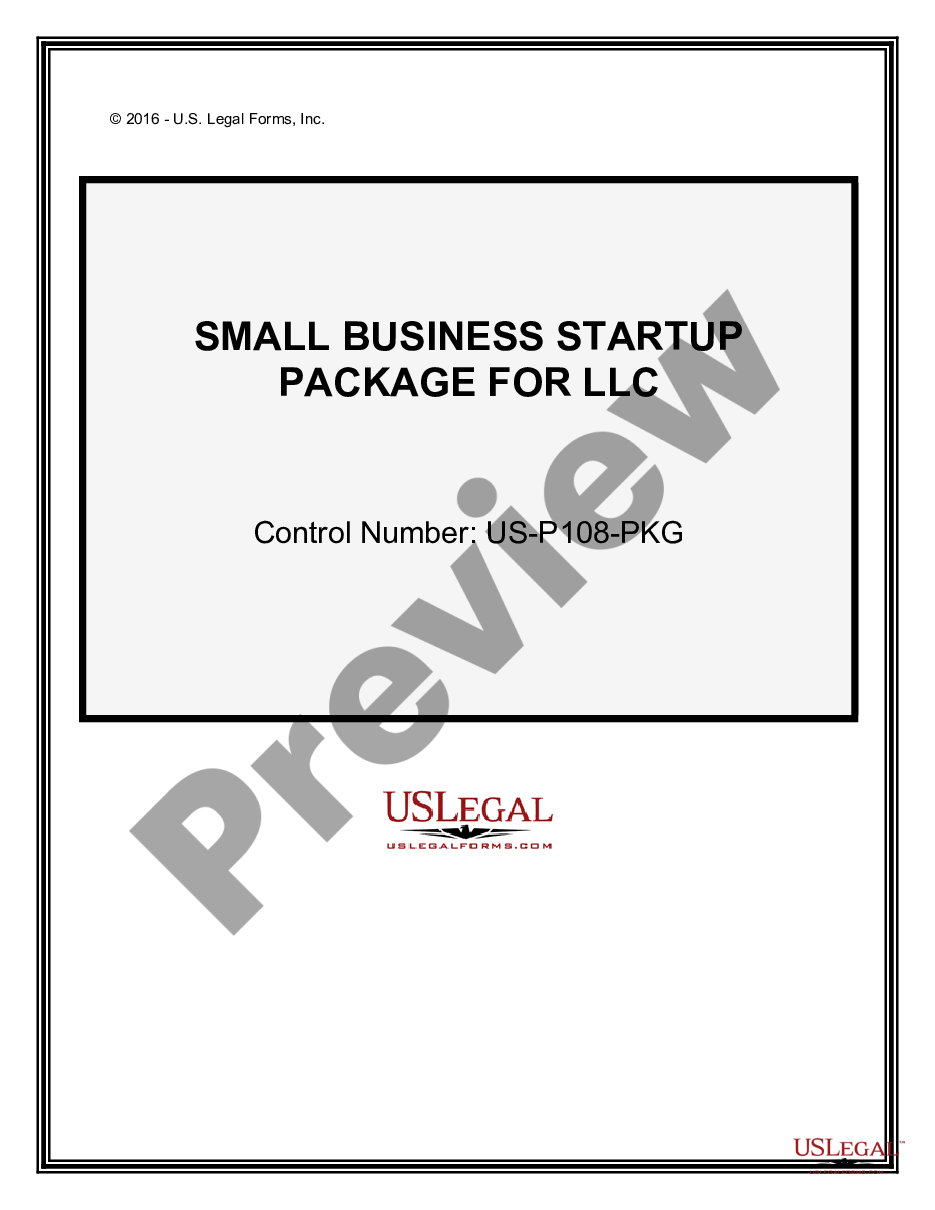 page 0 Small Business Startup Package for LLC preview