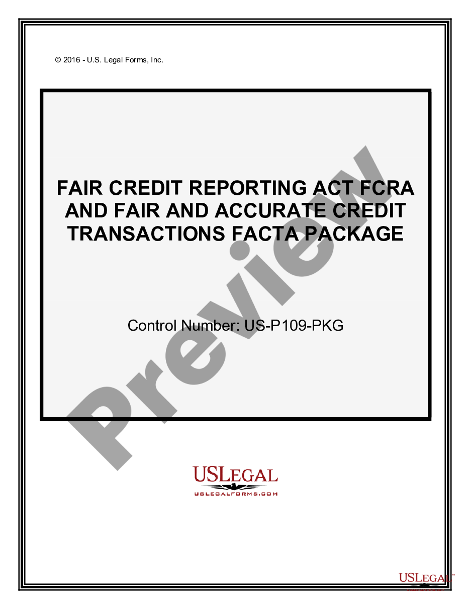 page 0 Fair Credit Reporting Act FCRA and Fair and Accurate Credit Transactions FACTA Package preview