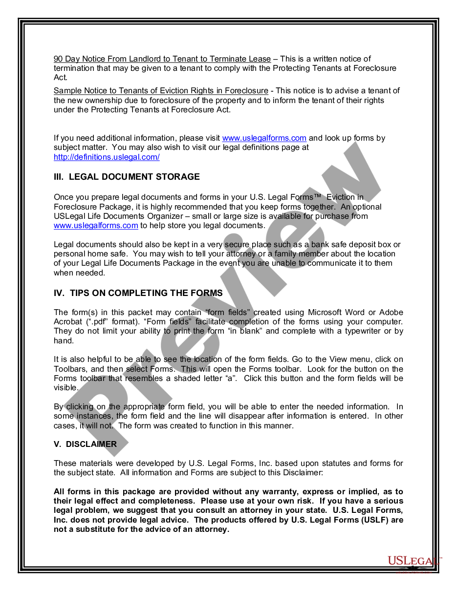 page 2 USLegal Eviction in Foreclosure Package preview