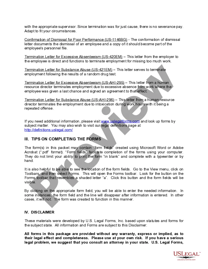 Get Employment Termination for Cause Package Preview Employment Termination for Cause Package