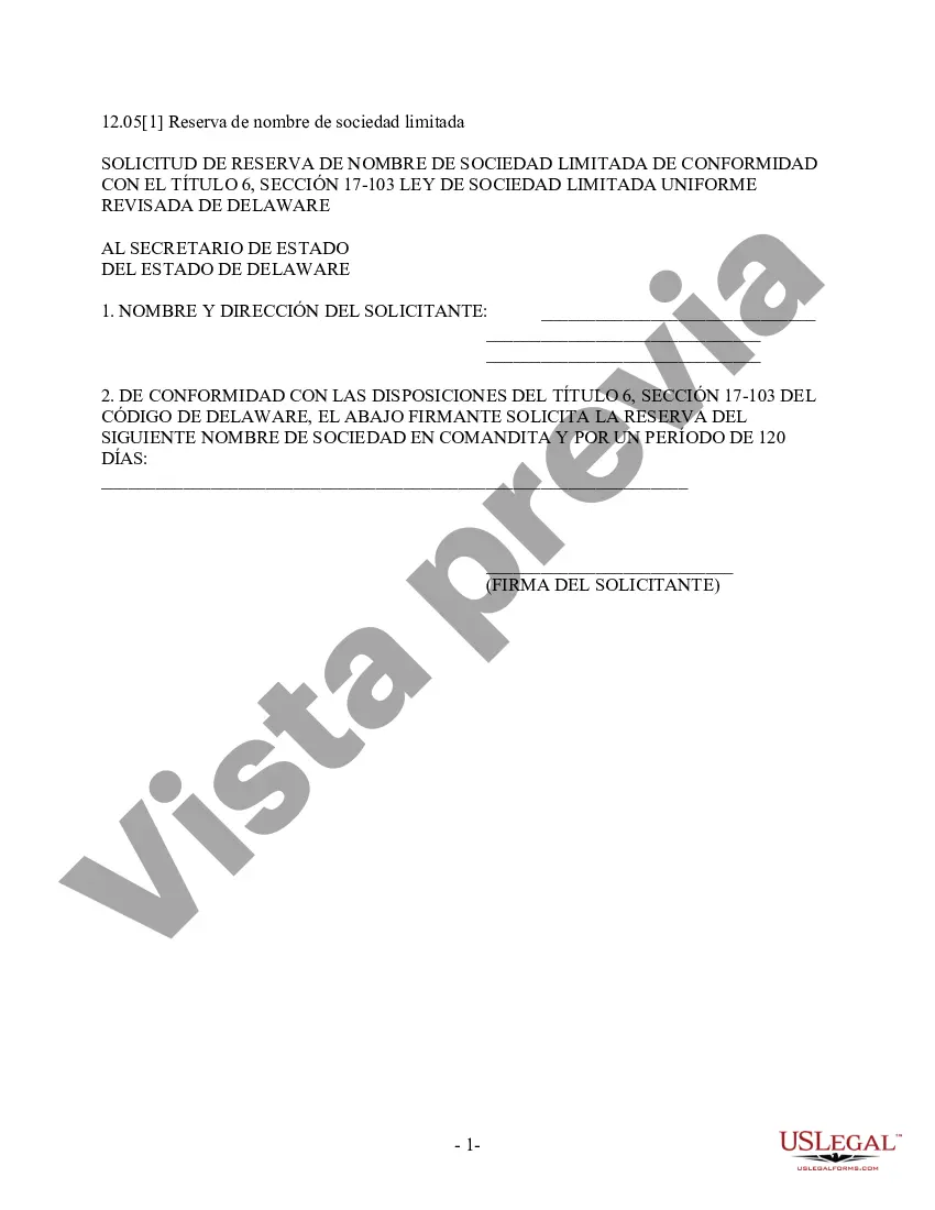 Preview Reserva de Nombre de Sociedad Limitada