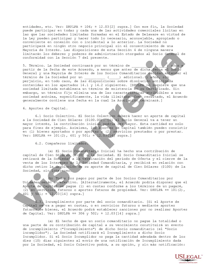 Get Formulario anotado del acuerdo básico de sociedad limitada de Delaware Preview Formulario anotado del acuerdo básico de sociedad limitada de Delaware
