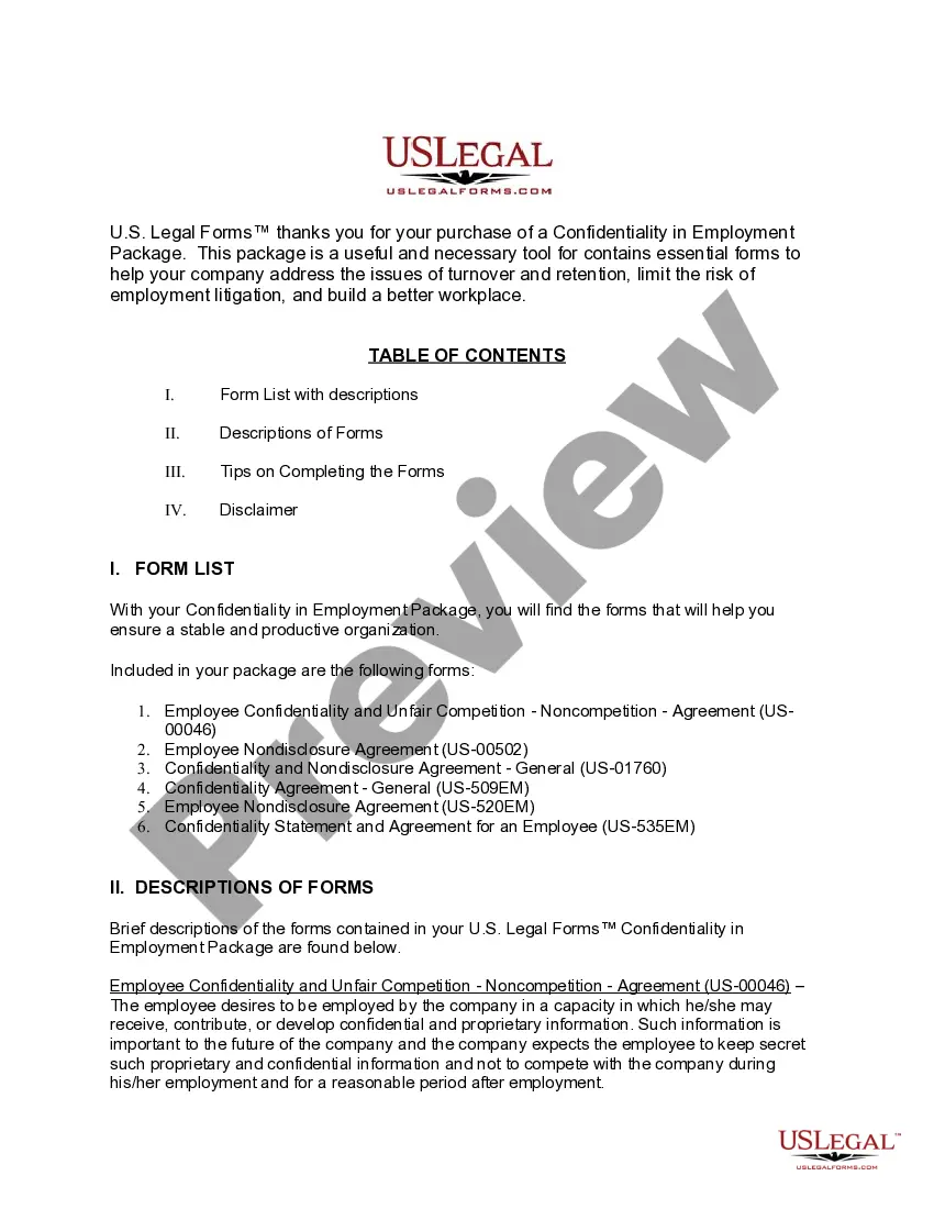Get Confidentiality in Employment Package Preview Confidentiality in Employment Package