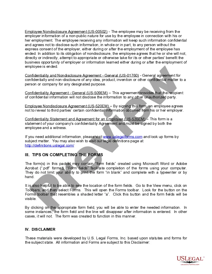 Get Confidentiality in Employment Package Preview Confidentiality in Employment Package