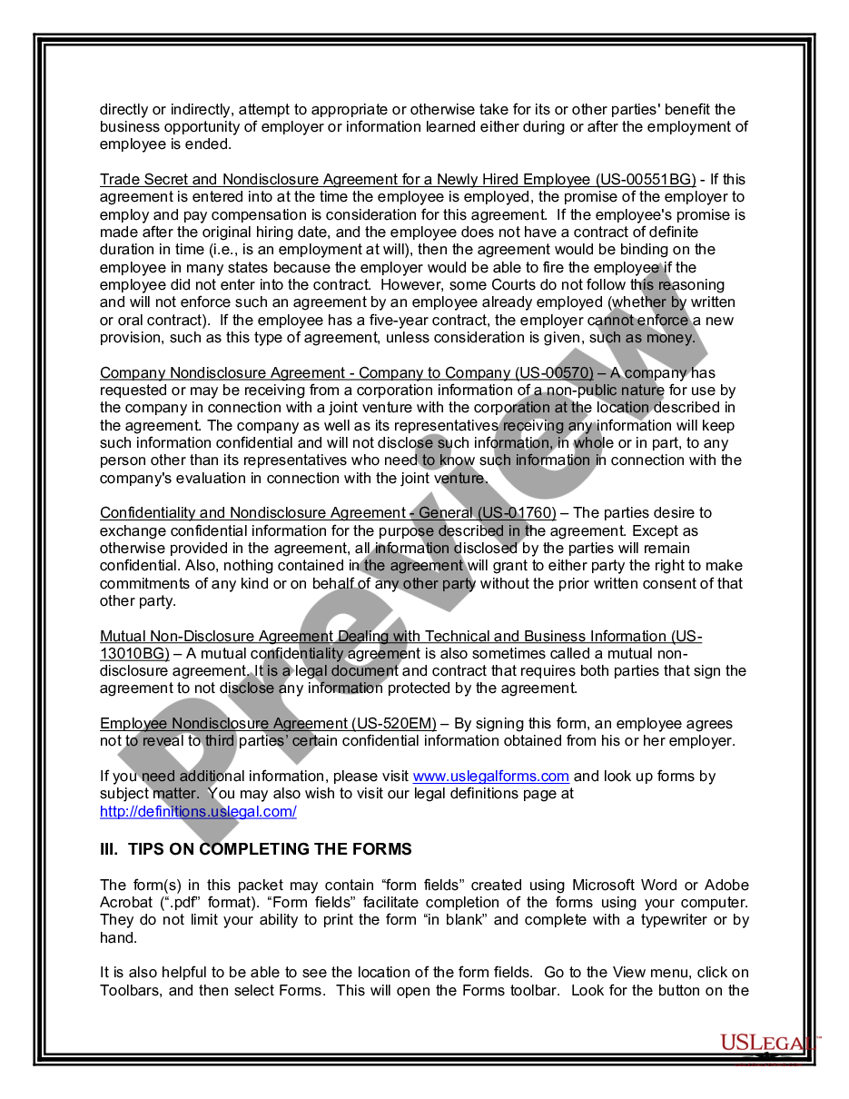 page 2 Employment Nondisclosure Package preview