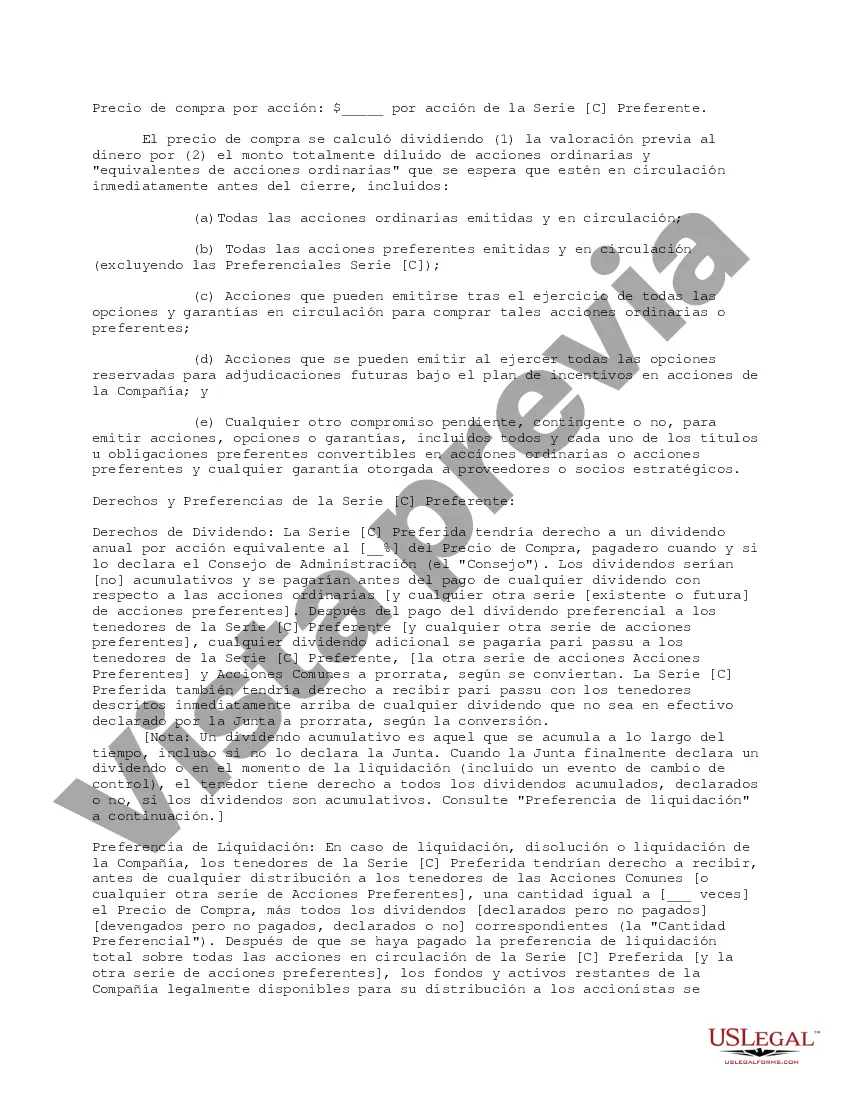 Preview Formulario - Hoja de Términos para Acciones Preferentes Serie C