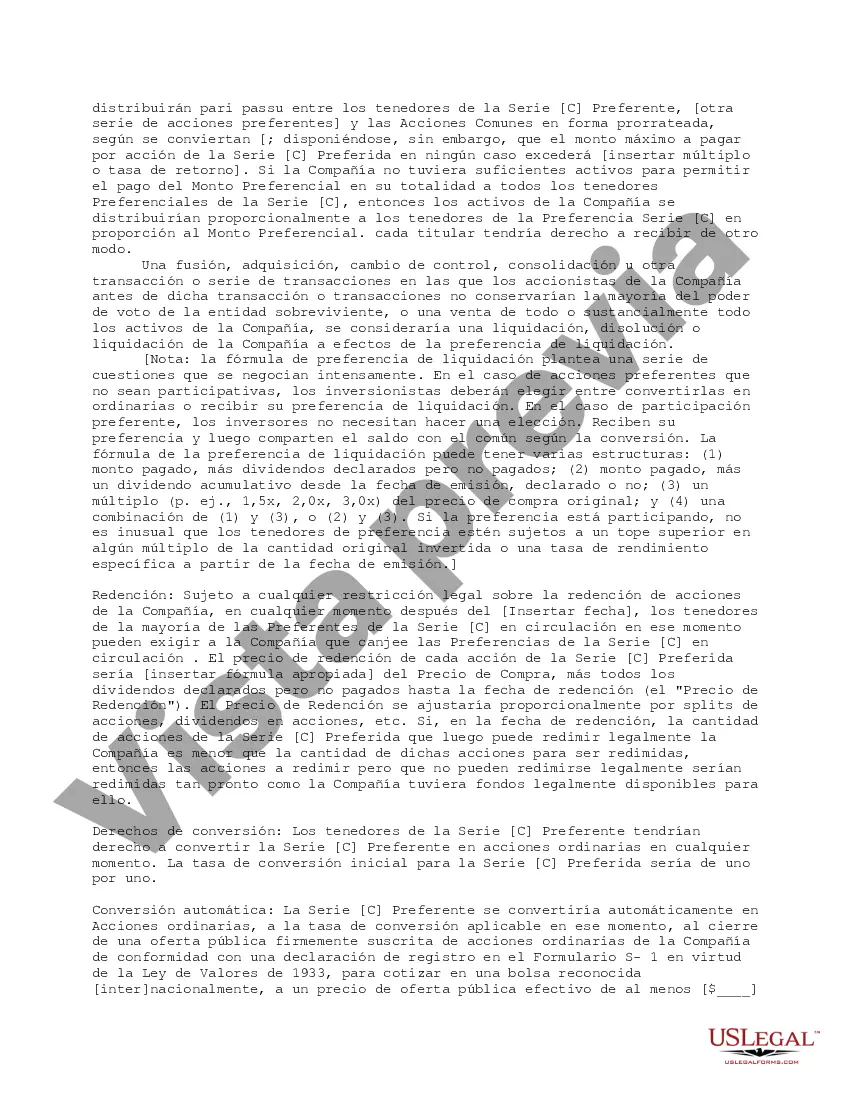 Preview Formulario - Hoja de Términos para Acciones Preferentes Serie C