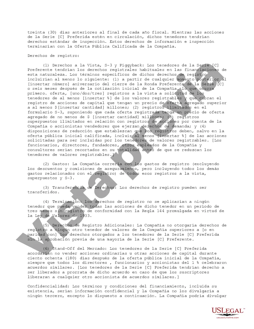 Preview Formulario - Hoja de Términos para Acciones Preferentes Serie C