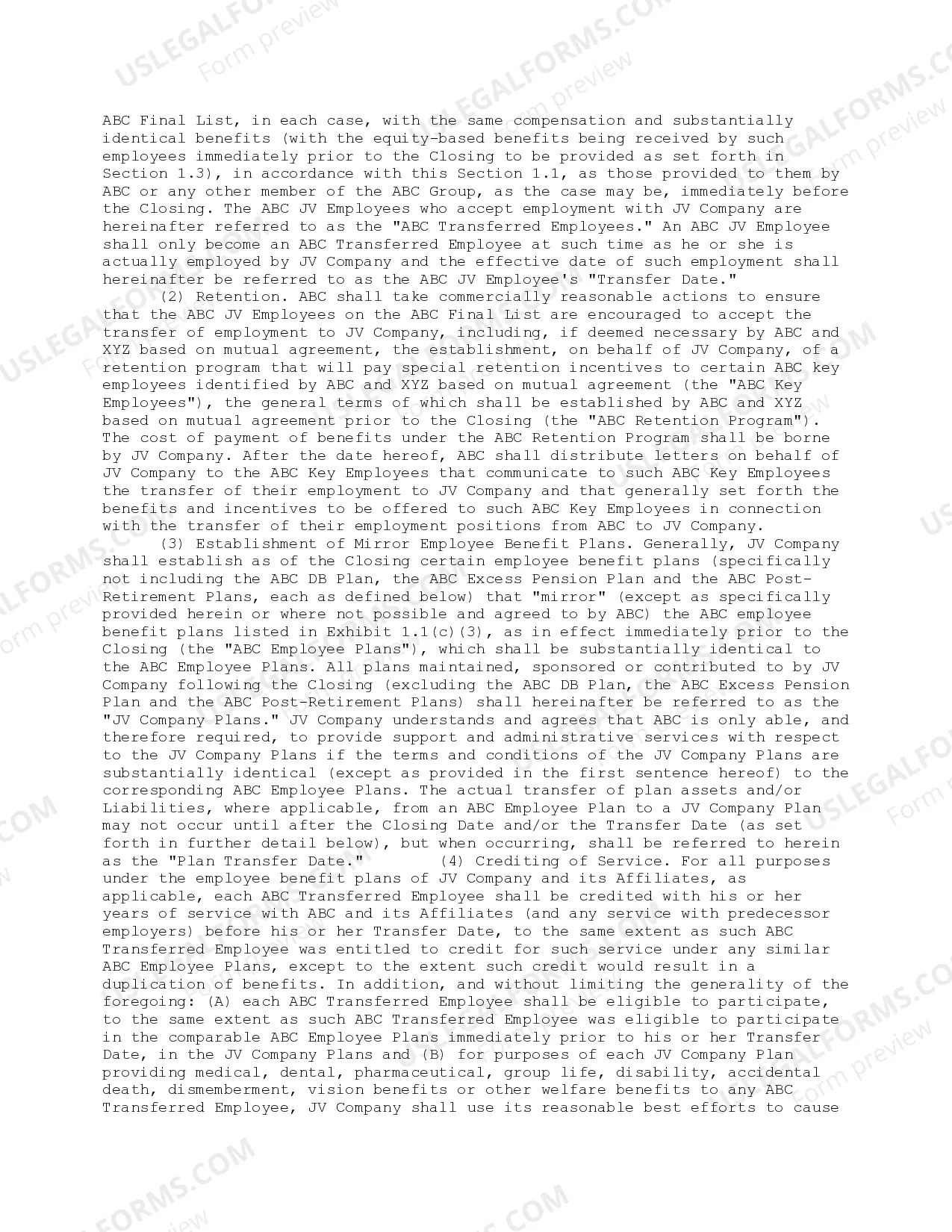 Preview Employee Benefits Covenant