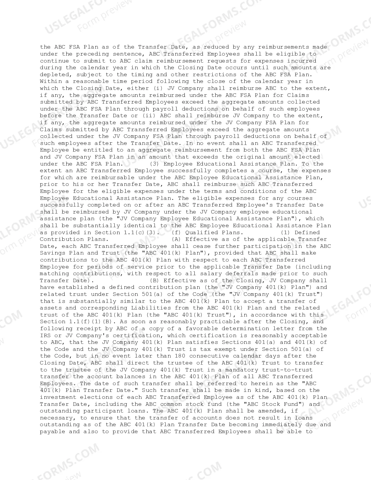 Preview Employee Benefits Covenant