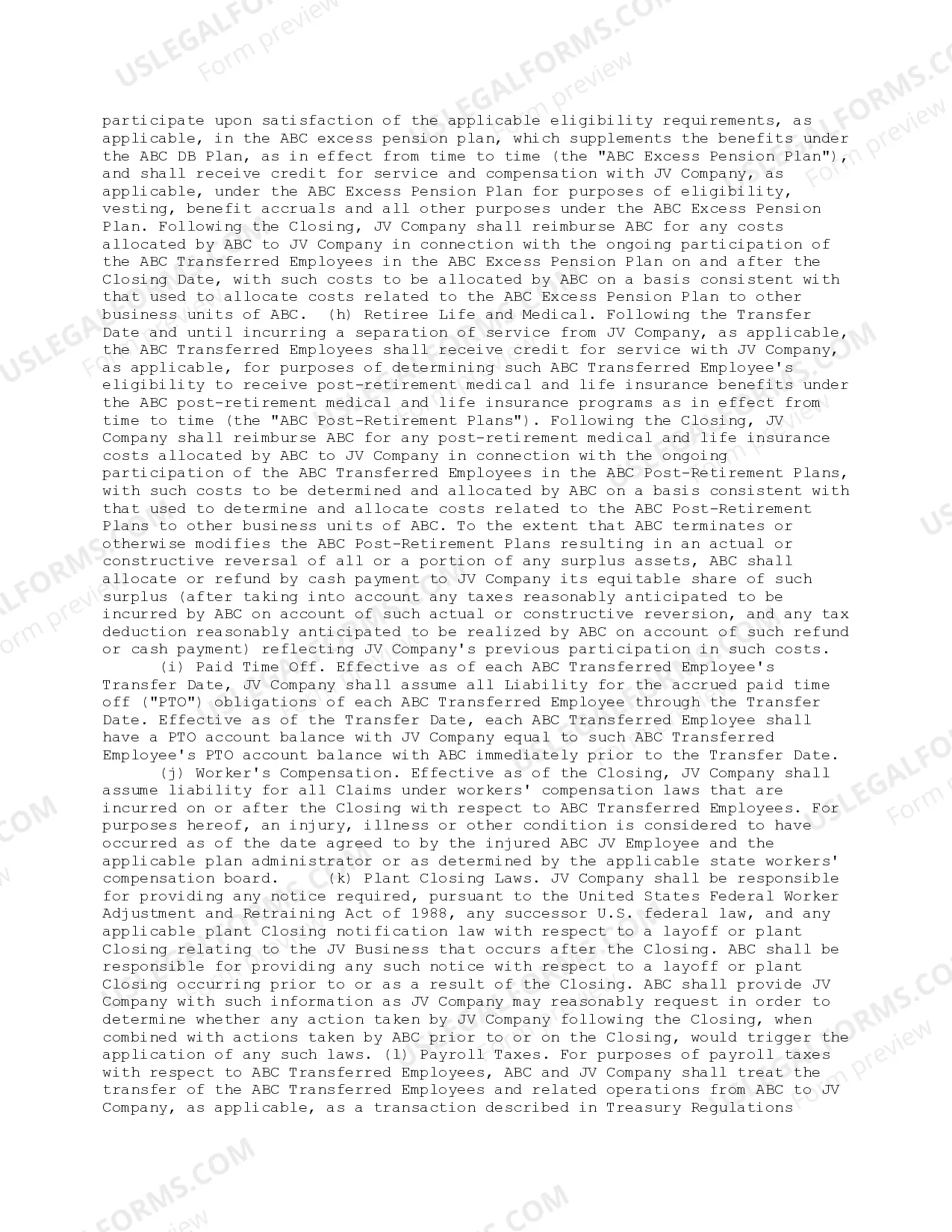 Preview Employee Benefits Covenant