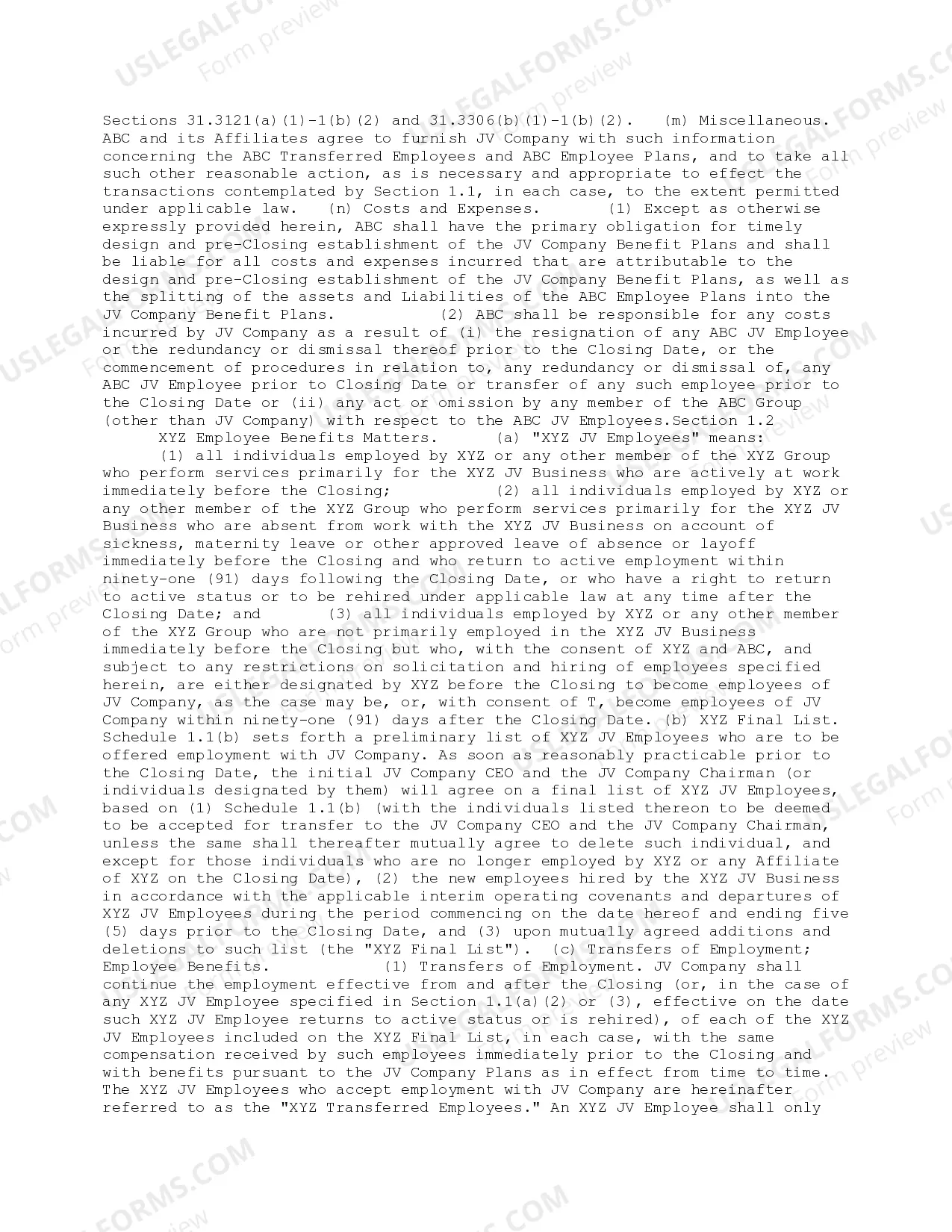 Preview Employee Benefits Covenant