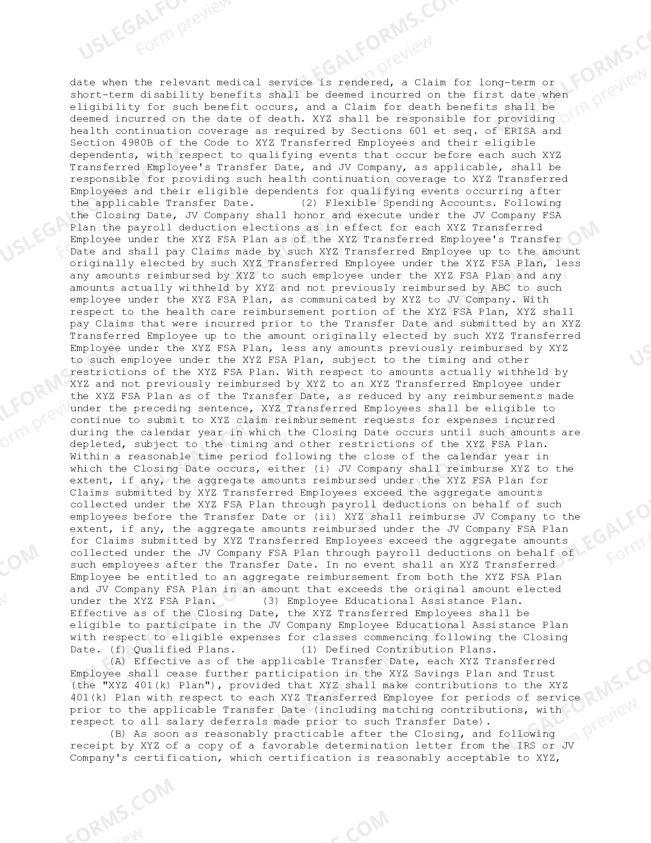 Preview Employee Benefits Covenant