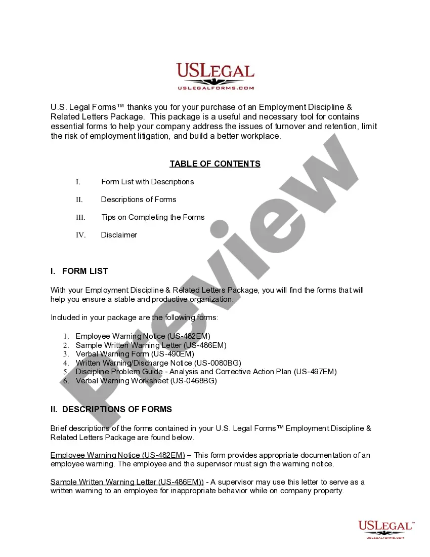 Get Employment Discipline and Related Letters Package Preview Employment Discipline and Related Letters Package
