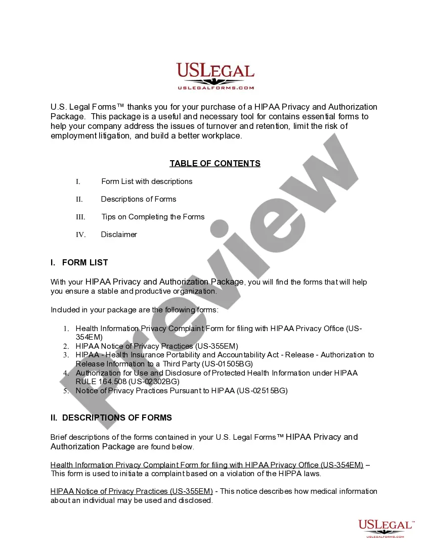 Get HIPAA Privacy and Authorization Package Preview HIPAA Privacy and Authorization Package