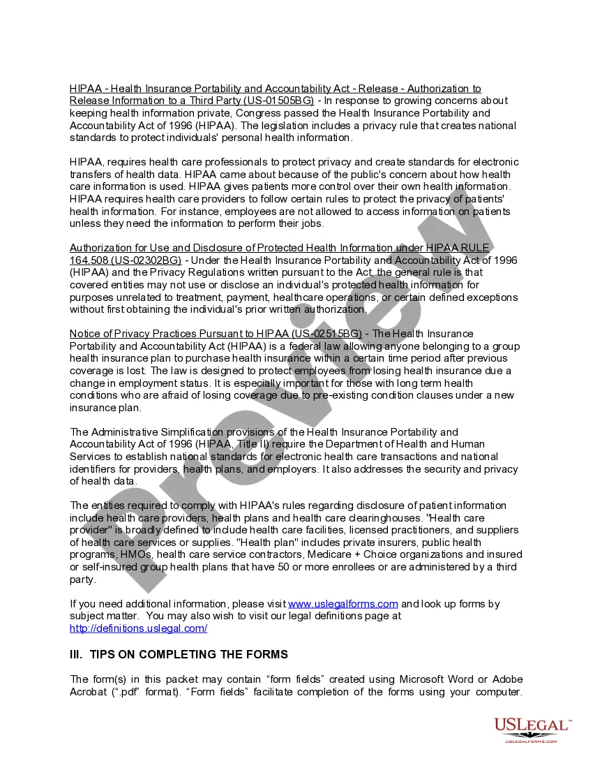 Get HIPAA Privacy and Authorization Package Preview HIPAA Privacy and Authorization Package
