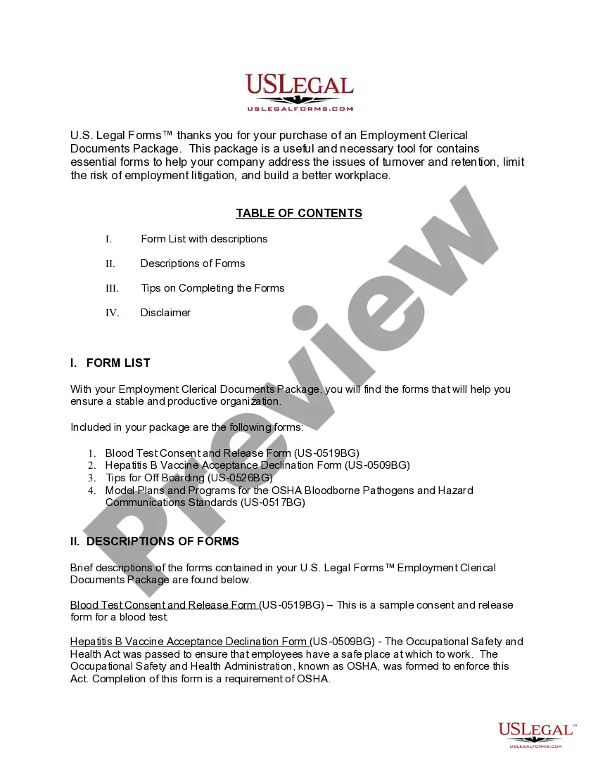 Get Employment Clerical Documents Package Preview Employment Clerical Documents Package