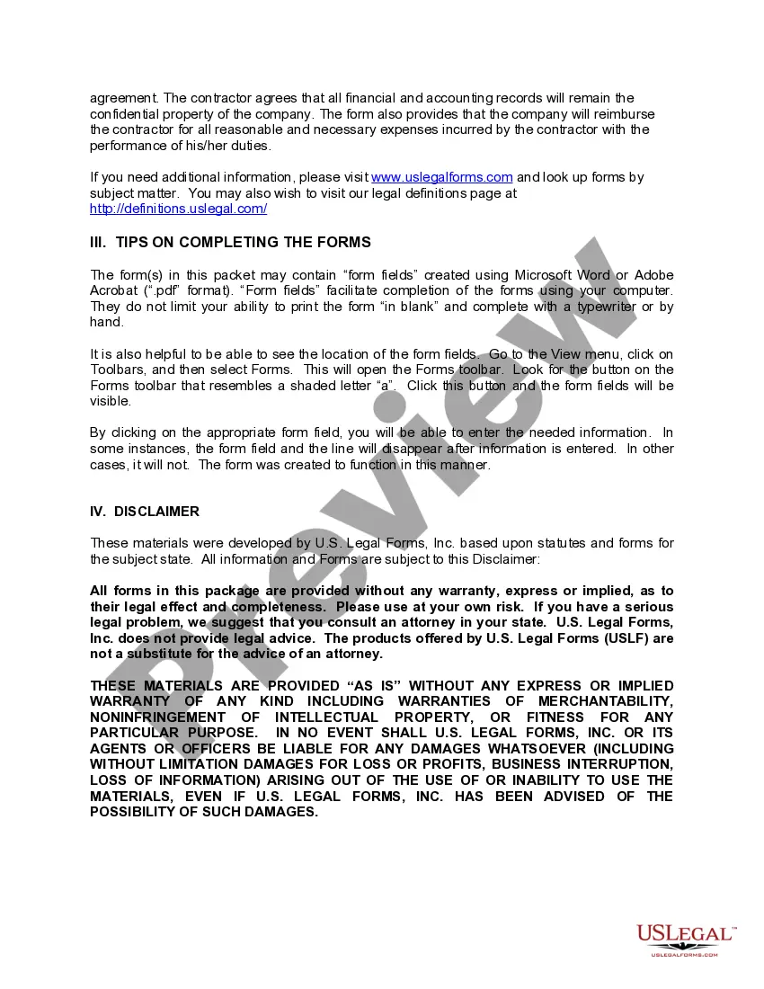 Preview Employment of Independent Contractors Package