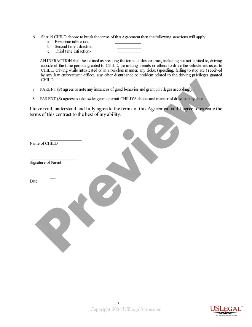 Get Parent - Child Driving Privilege Contract Preview Parent - Child Driving Privilege Contract