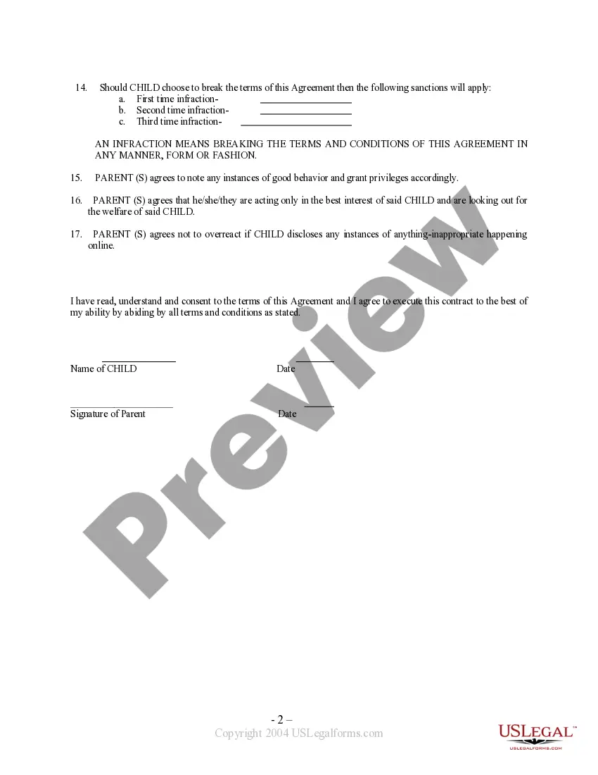Get Parent - Child Internet Use Agreement Preview Parent - Child Internet Use Agreement