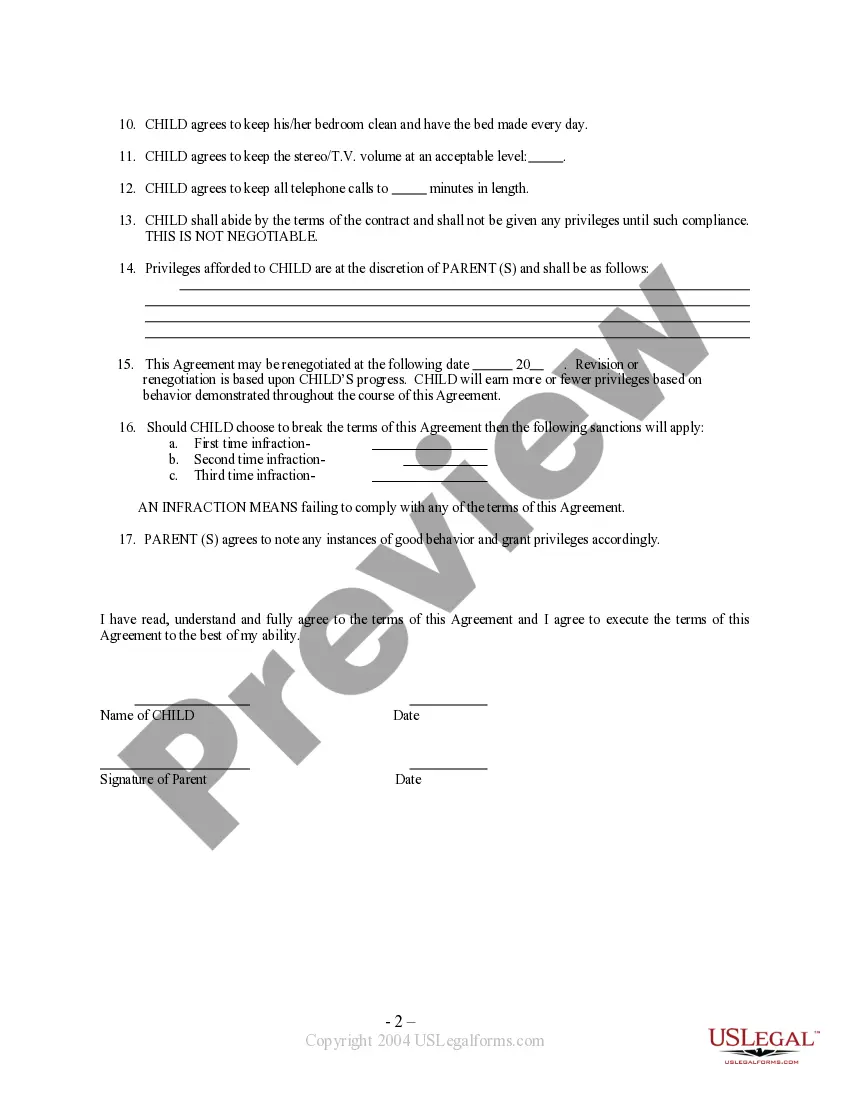 Get Parent - Child Domestic Rules Contract Preview Parent - Child Domestic Rules Contract