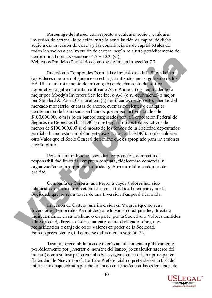 Preview Acuerdo de asociación de fondo de capital modificado