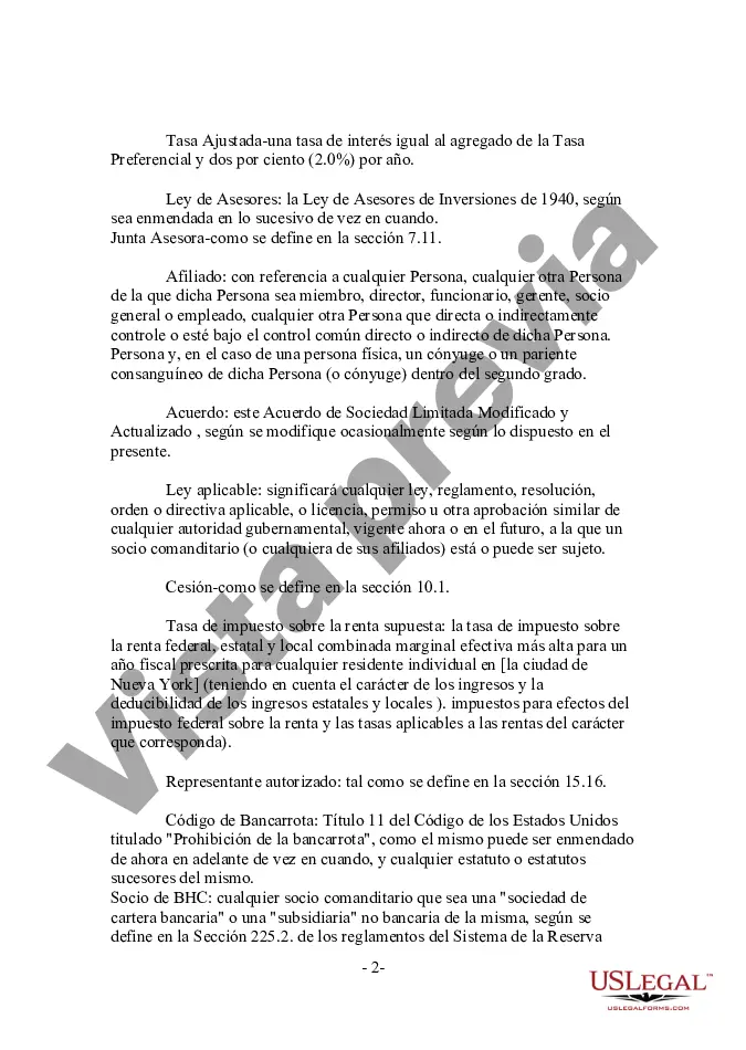 Preview Acuerdo de asociación de fondo de capital modificado